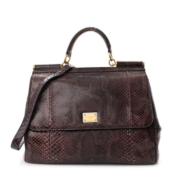 DOLCE & GABBANA Snakeskin Large Miss Sicily Satchel Purple