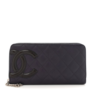 CHANEL Calfskin Cambon Zip Around Organizer Wallet Purple