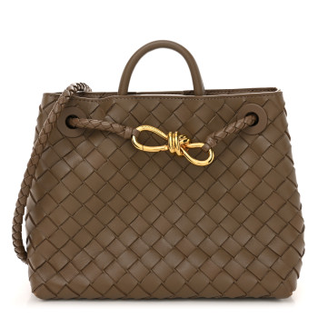BOTTEGA VENETA Nappa Intrecciato Small Andiamo Shoulder Bag Taupe Grey
