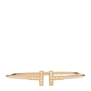 TIFFANY 18K Yellow Gold Diamond T Wire Bracelet