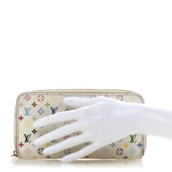 LOUIS VUITTON Monogram Multicolor Zippy Wallet White Litchi