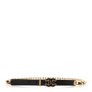 CHANEL Lambskin CC Chain Belt 85 34 Black