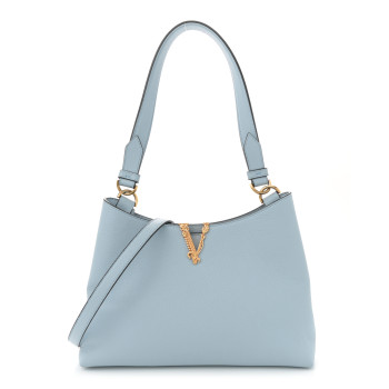 VERSACE Calfskin Vitello Virtus Hobo Light Blue