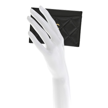 CHANEL Lambskin Quilted Card Holder Black