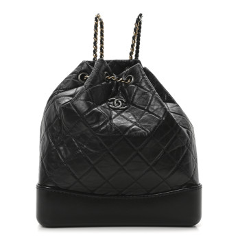 CHANEL Aged Calfskin Quilted Small Gabrielle Backpack Black