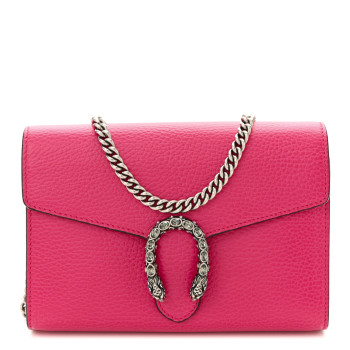 GUCCI Dollar Calfskin Crystal Mini Dionysus Chain Wallet Box Pink