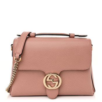 GUCCI Dollar Calfskin Interlocking G Top Handle Shoulder Bag Soft Pink