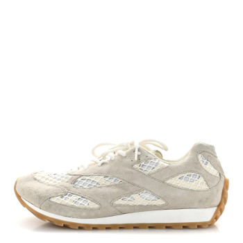 BOTTEGA VENETA Calfskin Fishnet Fabric Orbit Sneakers 39 Sea Salt