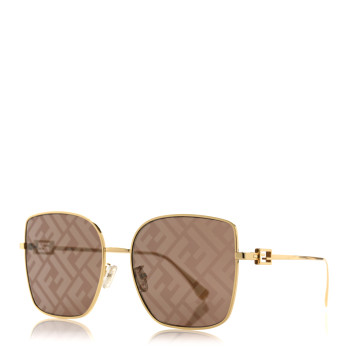 FENDI Metal Baguette Square Sunglasses FE40013U Gold Brown