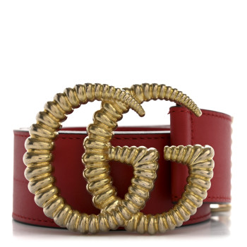 GUCCI Moon Calfskin Torchon Double G 40mm Belt 85 34 Hibiscus Red