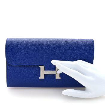 HERMES Epsom Constance Long Wallet Bleu Electrique