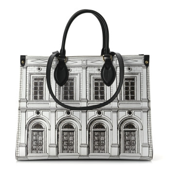 LOUIS VUITTON X FORNASETTI Calfskin Architettura Onthego MM Black White