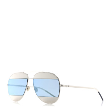 CHRISTIAN DIOR Split 1 Aviator Sunglasses Silver Blue