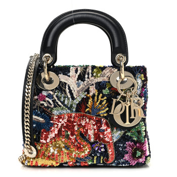 CHRISTIAN DIOR Sequin Lambskin Mini Lady Dior Multicolor