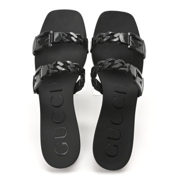 GUCCI Rubber Womens Slide Sandals 40 Black