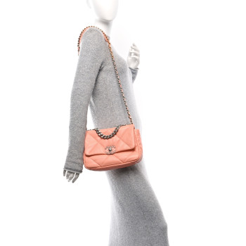 CHANEL Lambskin Quilted Medium Chanel 19 Flap Light Orange