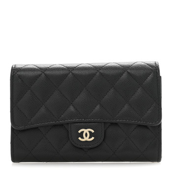 CHANEL Caviar Quilted Medium Flap Wallet Black