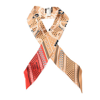 HERMES Silk Eperon d'Or Bandana Twilly Beige Dore Rouge