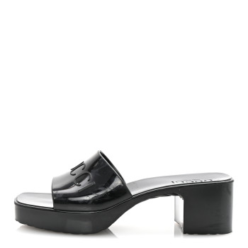 GUCCI Rubber Gucci Logo Womens Platform 20/60mm Slide Sandals 36 Black