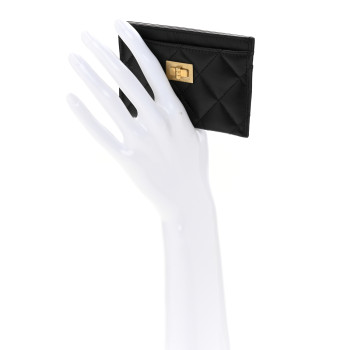 CHANEL Aged Calfskin Quilted Reissue Card Holder Black