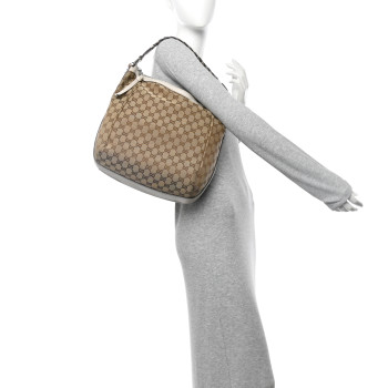 GUCCI Monogram Bamboo Bar Medium Hobo Off White