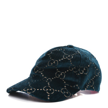 GUCCI Velvet GG Monogram Baseball Hat M Blue