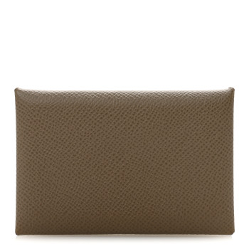 HERMES Epsom Calvi Card Case Etoupe