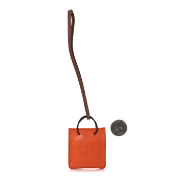 HERMES Milo Lambskin Swift Shopping Bag Charm Feu Gold