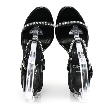 CHRISTIAN LOUBOUTIN Nappa Crystal Pyrastrass 110 Wedge Sandals 40 Black