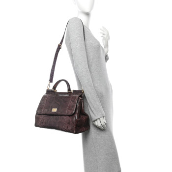 DOLCE & GABBANA Snakeskin Large Miss Sicily Satchel Purple