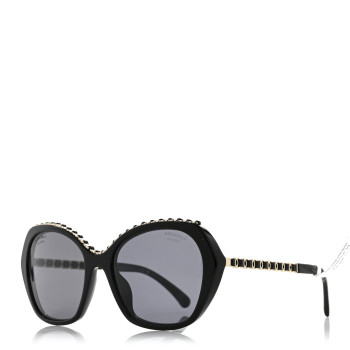 CHANEL Acetate Calfskin Polarized Butterfly CC Sunglasses 5547-Q-A Black