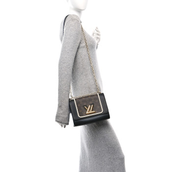 LOUIS VUITTON Calfskin Monogram Braided Twist Shoulder Bag MM Black