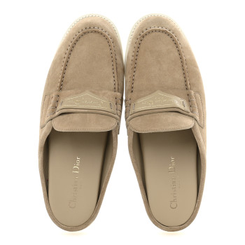 CHRISTIAN DIOR Suede Goatskin Boy Loafer Mule 38 Rope Beige