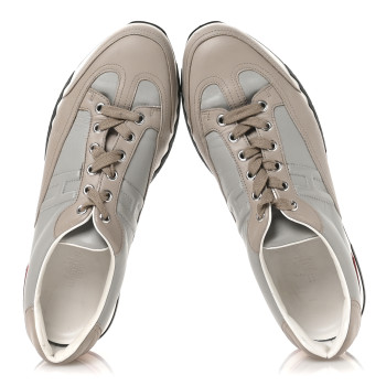 HERMES Calfskin Womens Trail Sneakers 39 Beige Rose Gris Brume
