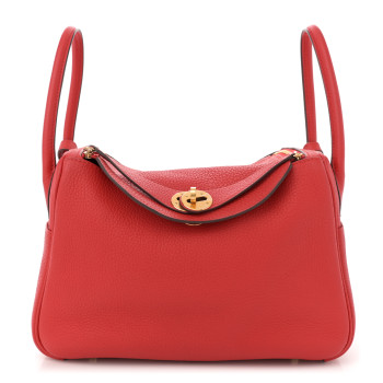 HERMES Taurillon Clemence Lindy 26 Rouge De Coeur
