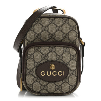 GUCCI GG Supreme Monogram Mini Neo Vintage Double Zip Messenger Bag Beige New Acero Crop
