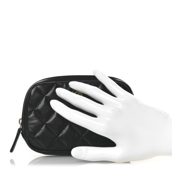 CHANEL Caviar Quilted Small Curvy Pouch Cosmetic Case Black