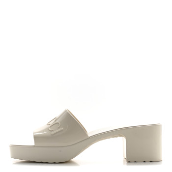 GUCCI Rubber Gucci Logo Womens Platform 20/60mm Slide Sandals 38 Mystic White