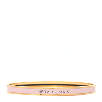 HERMES Enamel Extra Narrow Uni Bracelet 62 Rose Cadeur