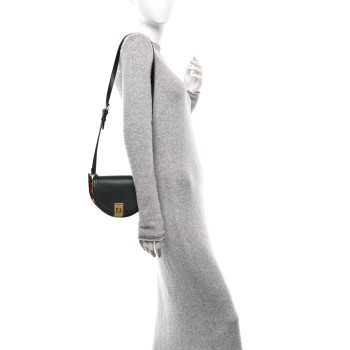 FENDI Vitello King Plexiglass Moonlight Shoulder Bag Black