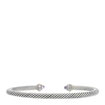 DAVID YURMAN Sterling Silver 18K Yellow Gold Amethyst 4mm Cable Classics Bracelet
