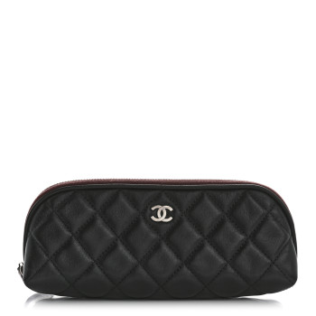 CHANEL Lambskin Quilted Cosmetic Case Black