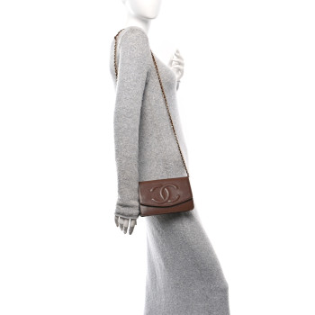 CHANEL Caviar Timeless CC Wallet On Chain WOC Dark Brown