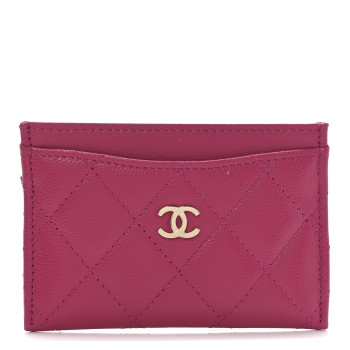 CHANEL Caviar Quilted Card Holder Fuchsia