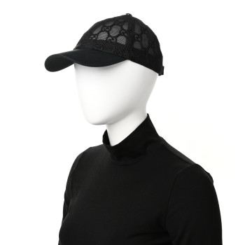 GUCCI Mesh GG Monogram Shivali Baseball Hat M Black