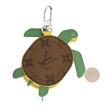 LOUIS VUITTON Monogram Calfskin LV Turtle Pouch Bag Charm Brown