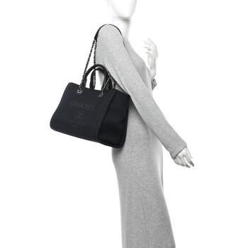 CHANEL Mixed Fibers Small Deauville Tote Black