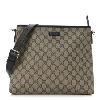 GUCCI GG Plus Monogram Medium Flat Messenger Bag Dark Brown
