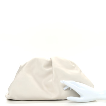 BOTTEGA VENETA Smooth Butter Calf The Pouch Oversized Clutch Chalk
