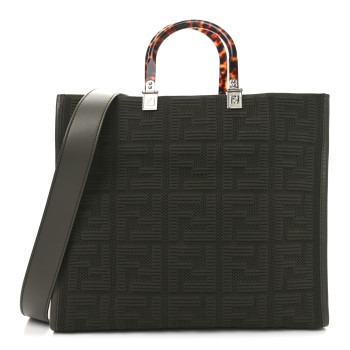 FENDI Technical Fabric Plexiglass FF Medium Fendi Sunshine Shopper Tote Wood